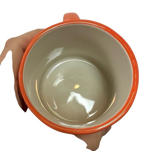 Anthropologie Hand Painted Orange Monogram Letter H Ceramic Coffee Mug Cup - Picture 5 of 8